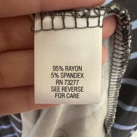 Blue Gray Maxi Dress Women M Casual Stretch Stripe Comfy High Waist V neck - Picture 5 of 7